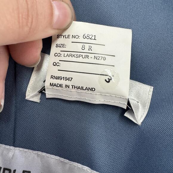 After Six Dress Womens 8R Larkspur Blue V Neck Keyhole Crepe Trumpet Gown 6821 - Picture 6 of 10